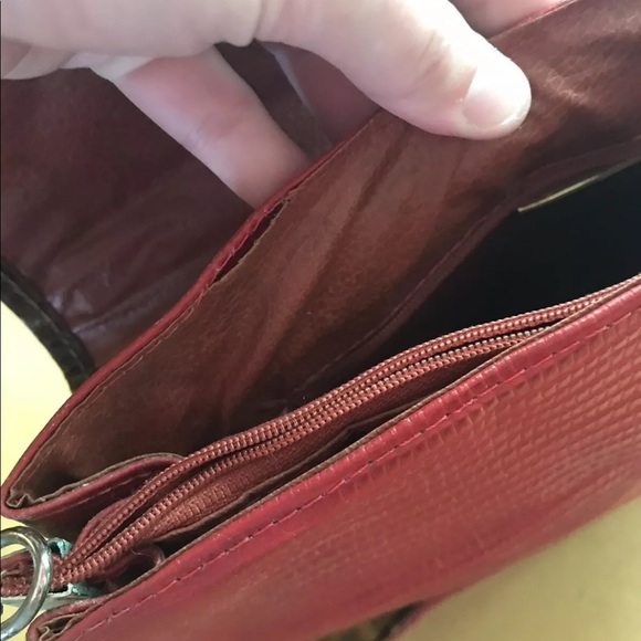 Rare Roberto Roma Leather Clutch Handbag Purse Red Brown Snake Reptile Print - Picture 3 of 12